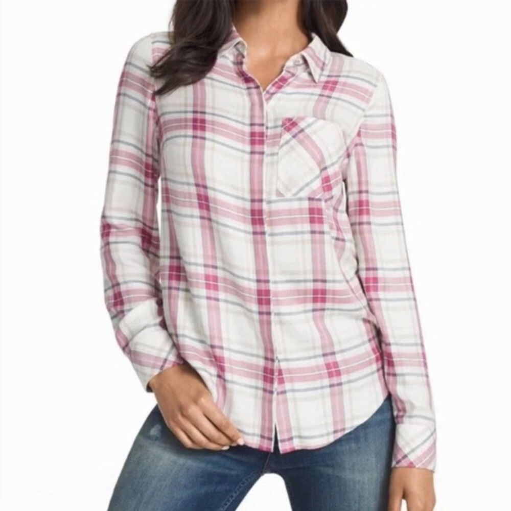 WHITE HOUSE BLACK MARKET Plaid Button Down Shirt